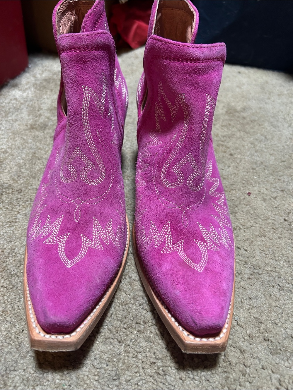 Ariat Fuchsia Suede Western Ankle Boots - Picture 2 of 5